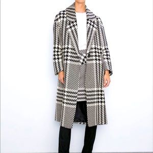 Zara Houndstooth Coat Size Medium
